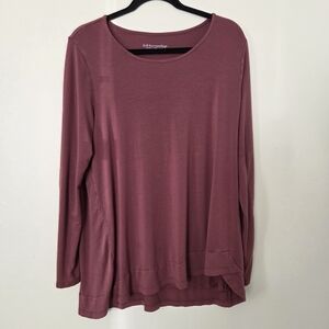 Soft Surroundings Women's Mauve Long Sleeve Top Size Large. Roll Tab Sleeve